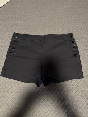 LOFT Black High-Waist Button-Detail Shorts